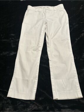 Lee Platinum White Wide Leg Flare Trouser Pants No Gap Waistband Comfort Fit -12
